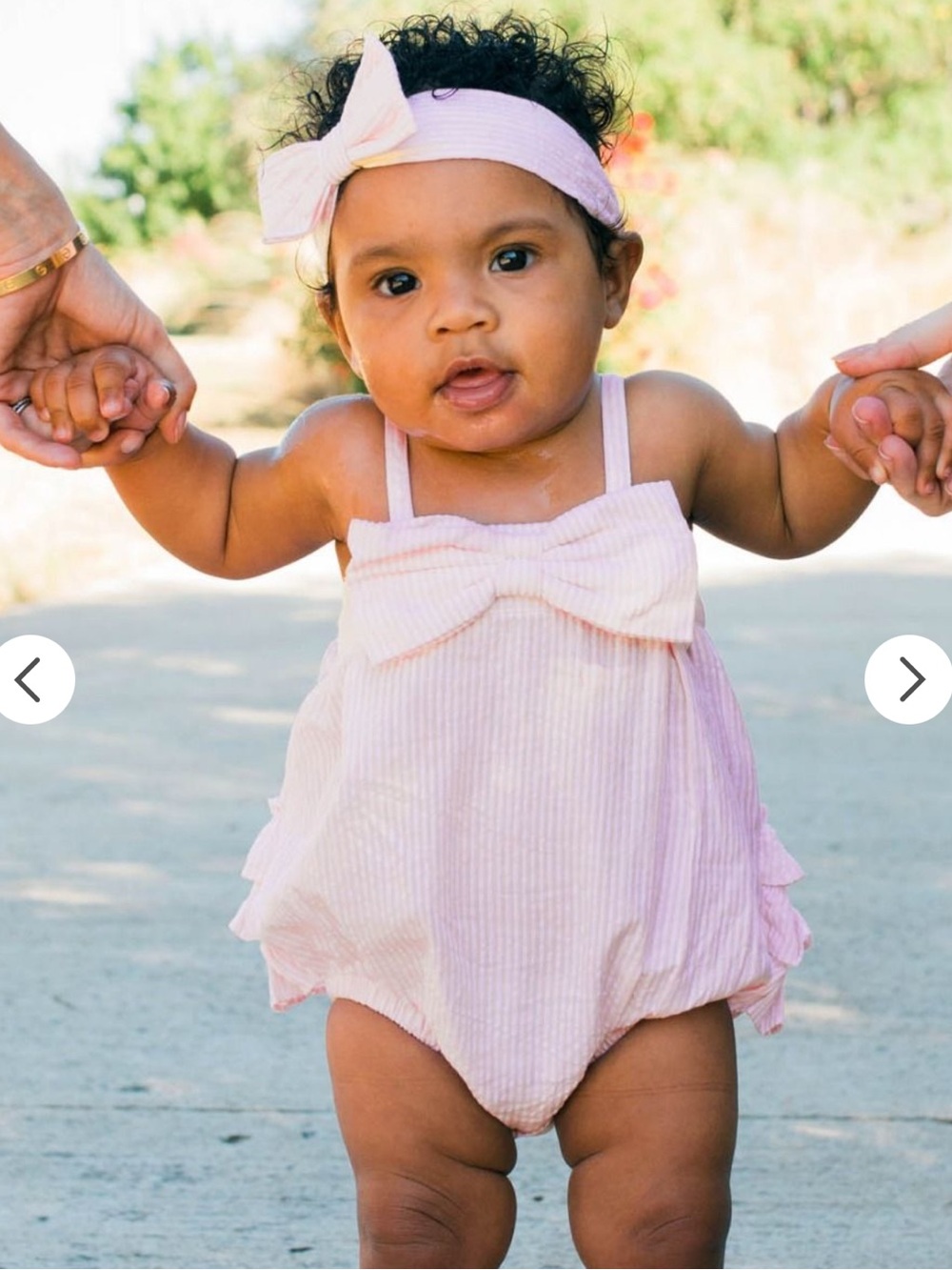 Ruffle Butts Pink Seersucker Bow Bubble Romper